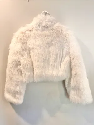 NWT Alo Yoga Opulent Faux Fur Cropped Jacket In Ivory Size Medium thumbnail 9