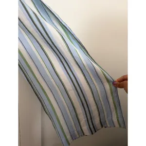 Wonderly Womens Cotton High Rise Tie Waist Ankle Pants Blue Green Striped XL thumbnail 10
