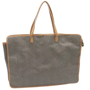C. Wonder Tote Bag Women Large Herringbone Tan Black Pink Lining Fair thumbnail 1