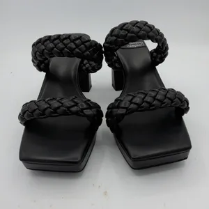 Jeffrey Campbell Amaryllis Black Braided Square Toe Block Heel Sandals Size 8.5‎ thumbnail 3