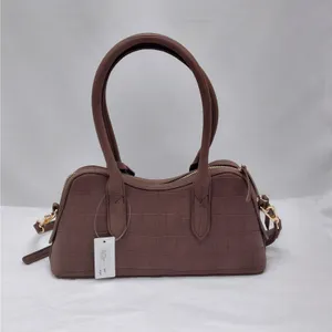 Womens Satchel Shoulder Bag Brown Croc Embossed Crossbody Handbag Work Everyday thumbnail 4