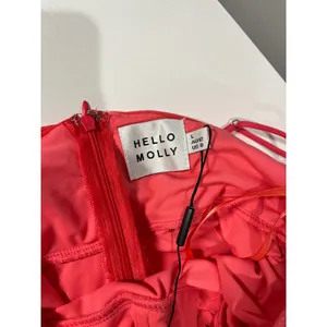 Hello Molly popping champagne Coral Ruched V Neck Spaghetti‎ Strap Mini Dress L thumbnail 6