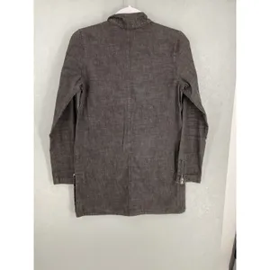 Ladysoul Womens Tunic Top Black Denim Quarter Zip Side Zips Small thumbnail 3
