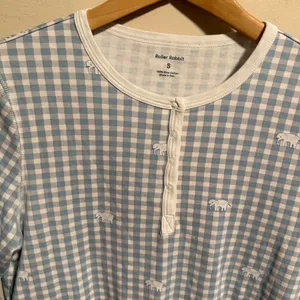 Roller Rabbit Hathi Gingham Pajama Blue Elephant PJ Top- Size Small thumbnail 4