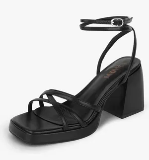 Black strappy heels  size 7 thumbnail 1