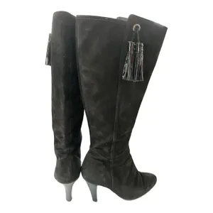 Cole Haan Nancy Nike Air Tall Black Suede Riding Boots with Tassel, size 8.5 thumbnail 3