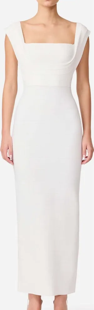 elliatt fiona white fitted bodycon bandage knit maxi gown dress size small thumbnail 1