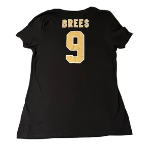 NFL Team Apparel New Orleans Saints Drew Brees 9 Black V-Neck Tee Womens M NEW thumbnail 2