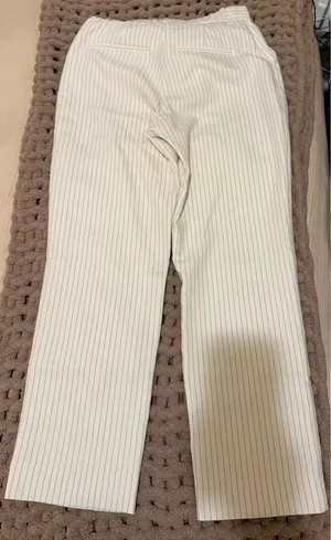Abercrombie & Fitch Cream Pinstripe Wide-Leg Pants thumbnail 8