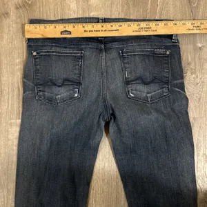 SEVEN FOR ALL MANKIND Bootcut Jeans Women‎ Size 30 Dark Wash Stretch Made In USA thumbnail 6