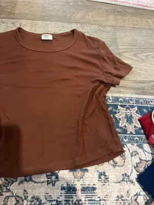 Sunday best Brown Scoop Neck Crop Tee thumbnail 4