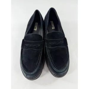 Bibi Lou Black Suede Lug Sole Penny Loafers Women Size 40 Preppy Platform Shoes thumbnail 5