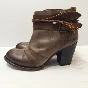 Freebird by Steven Lion Leather Braided Straps Ankle Booties Size 11 Distressed thumbnail 2