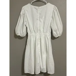 Abercrombie & Fitch White Puff Sleeve Cottagecore Mini Dress Women’s Size Medium thumbnail 6