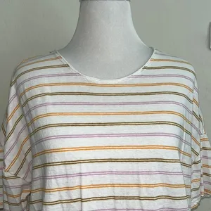 Madewell women’s medium Raw-Edged Hangout Tee in Branham Stripe‎ thumbnail 3
