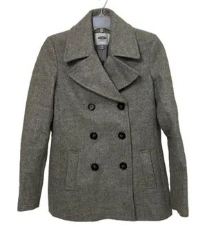 Old Navy Women’s Peacoat XS Gray Double Breasted Winter Jacket Coat thumbnail 1