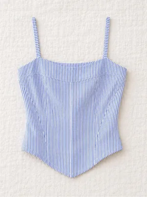 edikted blue striped corset tank XS thumbnail 4