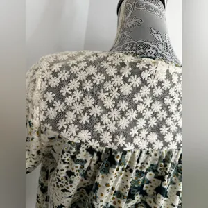 LC Lauren Conrad Top with Daisy White Lace Yoke. Mini Floral Print. Soft, Flowy. thumbnail 14
