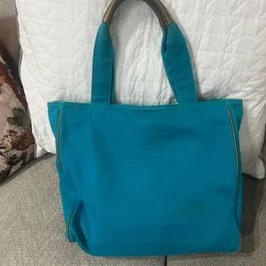 Vintage Rare Kate Spade Aqua turquoise Yo OKO Gold Canvas Bag thumbnail 7