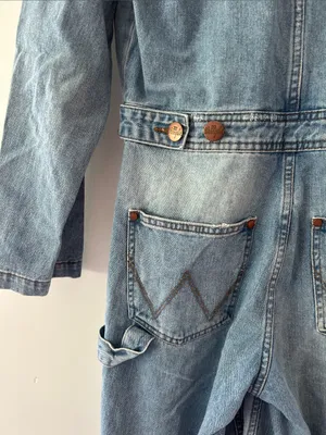 Billabong x Wrangler|Light Wash Distressed Denim Jumpsuit sz M thumbnail 7