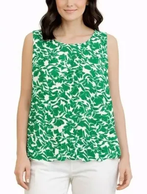 J.Crew green floral scalloped hem cross back top small thumbnail 1