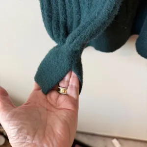 Aerie Womens Sweater S Green Ribbed Knit Balloon Sleeve Thumbhole Slit Crewneck thumbnail 4