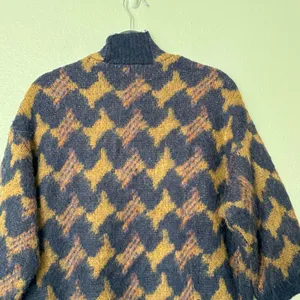 Lucky Brand Wool Blend Boho Longline lona Cardigan Brown/Navy Size Small thumbnail 8