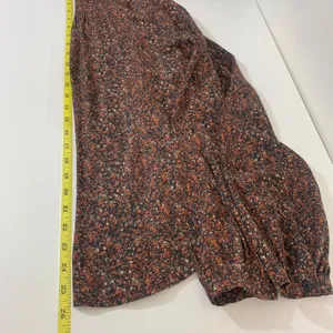 Treasure & Bond Women's XS Brown Abstract Speckled V-Neck Long Sleeve Blouse‎ thumbnail 4