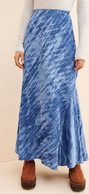 Free‎ People Noa Crushed Velvet Maxi Slip Skirt Royal Blue Small Boho Chic thumbnail 1