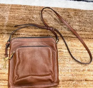 Fossil cow hide leather cross body bag / purse thumbnail 1
