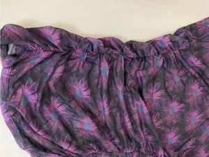 Free People NWT Purple Mesh Floral Ruched Women’s Tee Top Size M thumbnail 6