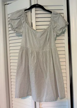 Altar'd State Light Blue and White Gingham Dress thumbnail 1