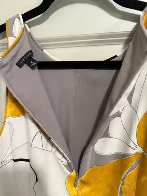 Ann Taylor Sleeveless Midi Dress Floral Size 8 Grey Black Yellow thumbnail 4