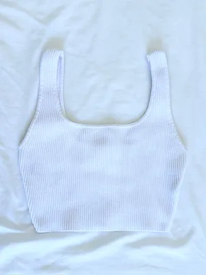 Aritzia Babaton Sculpt Knit Squareneck Cropped Tank - White - XS thumbnail 9