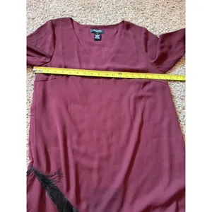 Anna Cai Maroon Fringe Dress Size Medium. Date Night Outtings Get Together thumbnail 4