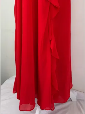 ASTR the Label red chiffon overlay ruffle front maxi dress. Medium thumbnail 4
