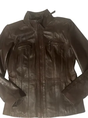 WILSONS LEATHER Brown Jacket Buttery Leather Moto Lined Womens Size Medium thumbnail 6