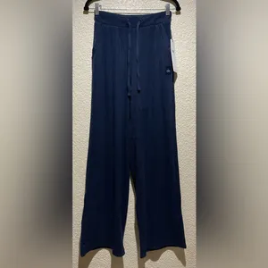 Alo Yoga NWT Muse Wide Leg Pants Navy Blue Relax Fit Size S Front Pockets thumbnail 6