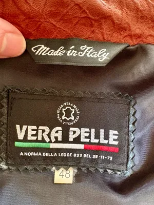 VERA PELLE Black & Rust Brown Alligator Print Leather Jacket thumbnail 4