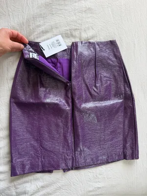 Showpo. Shimmery Purple Faux Leather‎ Mini Skirt thumbnail 4