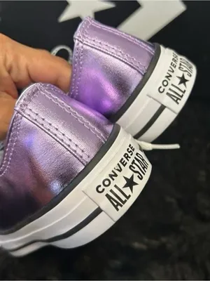 CONVERSE all Star purple metallic lace up shoes sneakers women’s 7 new thumbnail 4