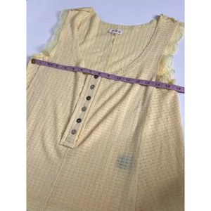 POL Yellow Textured Lace Trim Sleeveless Tank Top Size Small thumbnail 6