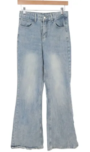 Unbranded Jeans Womens M Wide Leg Flare Light Blue High Rise Excellent thumbnail 1