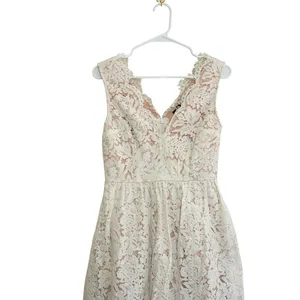Lulus Love Poem White Lace Mini Dress V-Neck Fit & Flare Pockets‎ Bridal Shower thumbnail 2