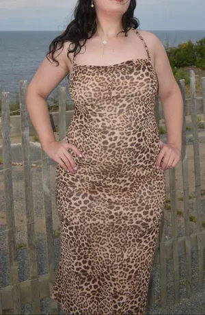 Kirious Los Angeles Leopard Print Dress Stretch Bodycon Adjustable Braid Straps thumbnail 1
