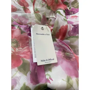 Abercrombie & Fitch Floral Strawberry Sheer Lined Tiered Strapless Dress NWT thumbnail 10