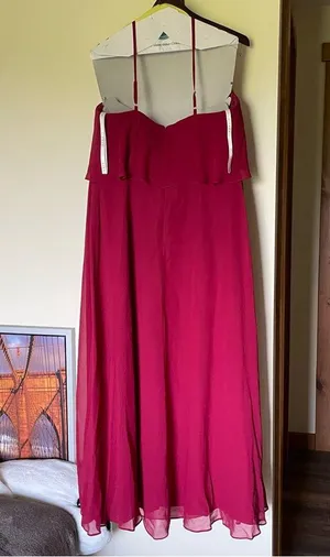 Azazie Burnt Brick Red Ruffle Halter Top Maxi Bridesmaid Gown 16 thumbnail 2