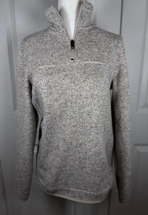 Thread & Supply Fleece Quarter Zip Pullover S Beige Neutral Cozy Chic Capsule thumbnail 1