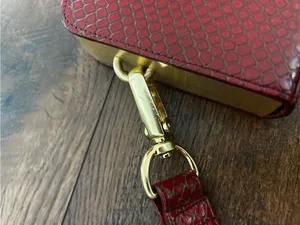 Hobo international red snakeskin gold metal wristlet clutch thumbnail 2
