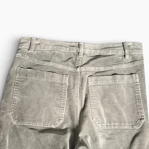 HM Women Olive Green Gray Corduroy High Waist Wide Leg Flare Pocket Pants 8 thumbnail 4